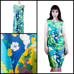Vintage 1960s Psychedelic Mod Hippie MCM Midcentury Sleeveless House Dress